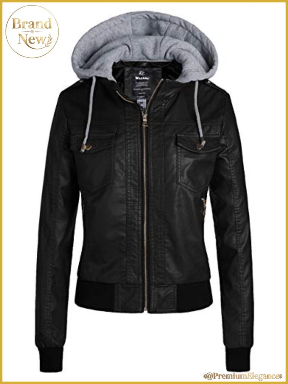 Faux Leather PU Moto Biker Bomber Motorcycle Jacket for Women